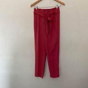SOLD Express Hot Pink Paperbag Straight Leg Pants EUC
